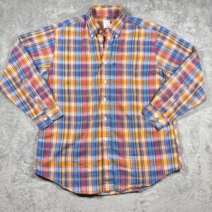 Brooks‎ Brothers 346 Long Sleeve Button-Down Polo Shirt Men's L Plaid